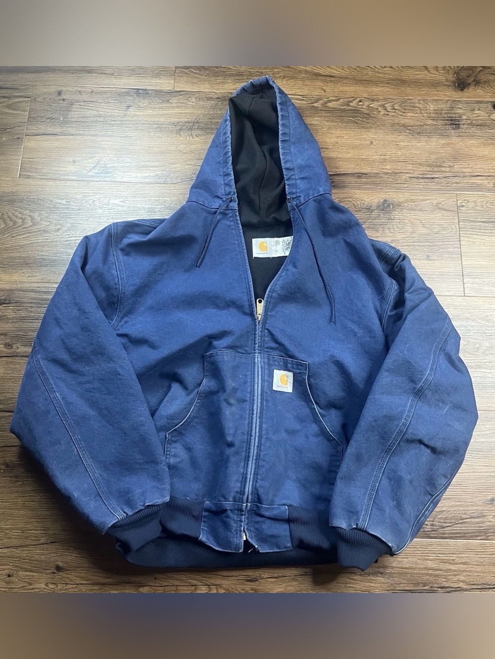 Vintage Carhartt Jacket J03 NVY Hooded Distressed USA